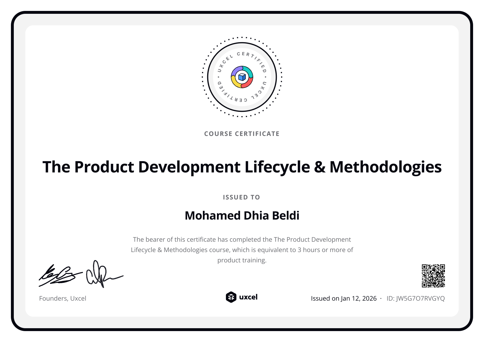 Mohamed Dhia Beldi's certificate